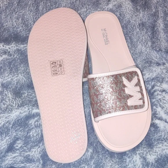 Michael Kors Pink Glitter Slide Sandals - Picture 6 of 6